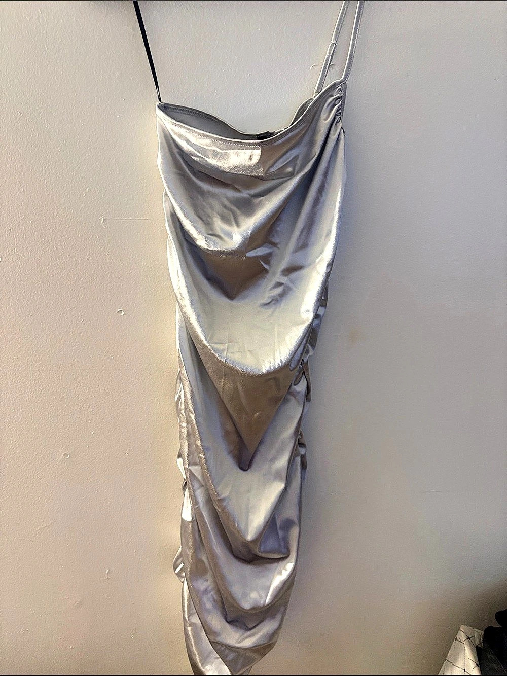 Ruched Silver Midi Dress Like New